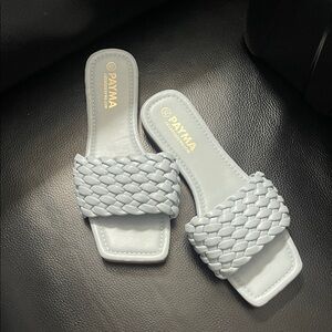 Women's Gray Woven Slide Sandals